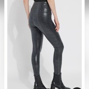 Lysse reptile shiny metallic Black High Waisted Leggings foil legging pants